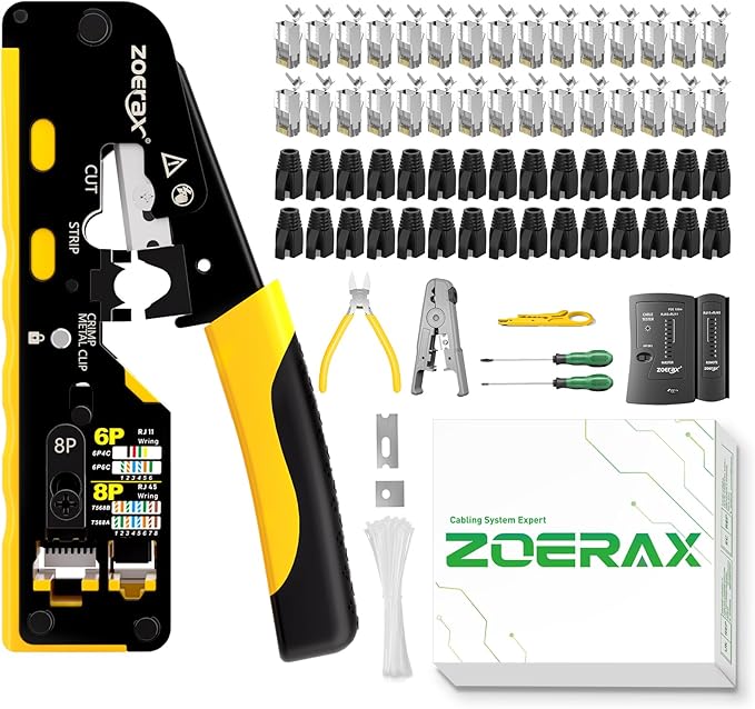 Cat7 RJ45 Crimping Tool, Ethernet Crimping Tool Kit by ZoeRax