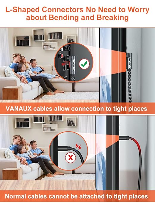 VANAUX 90 Degree Optical Cable, SPDIF Audio Optical Cable, 360 Degree Rotatable - Image 2