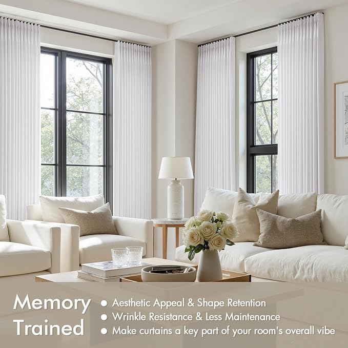 Memory Trained Pinch Pleated Curtains 100 Inches Long, Viral Linen Pinch Pleat - Image 5