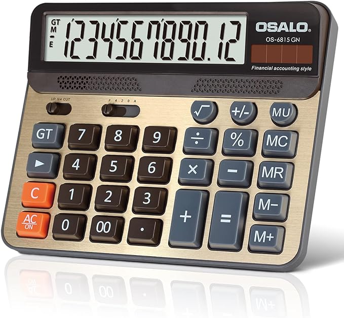 Desktop Calculator Extra Large 5-Inch LCD Display 12-Digit Big Number by Pendancy