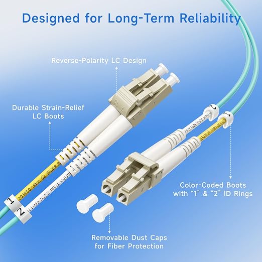 Cable Matters 5-Pack OM3 LC to LC Fiber Patch Cable - 2m / 6.6ft - Image 4