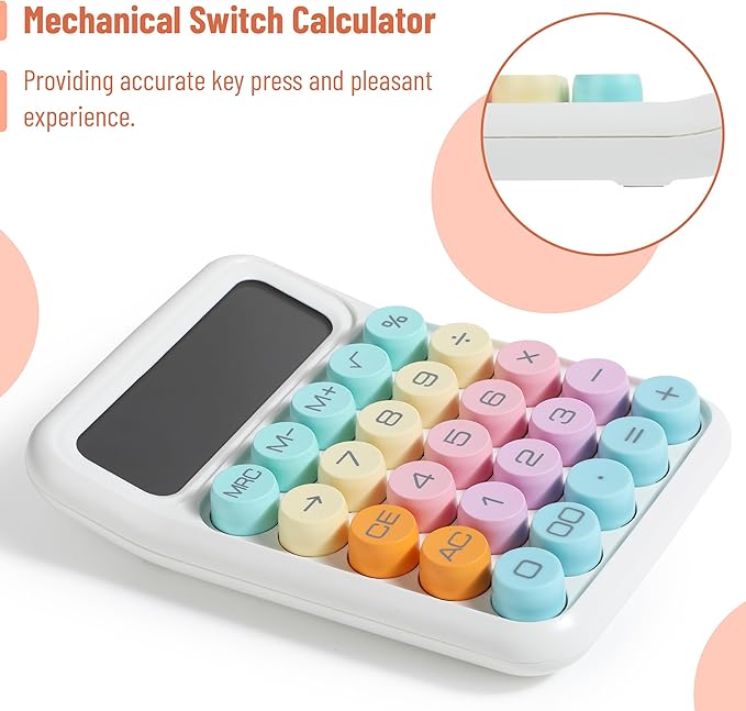Mr. Pen- Mechanical Switch Calculator, 12 Digit Large LCD Display, Colorful - Image 3
