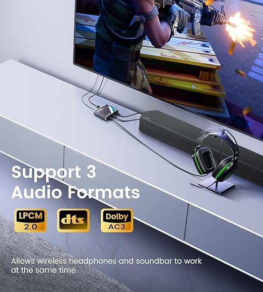 NEWCARE Digital Optical Splitter 1 in 3 Out, SPDIF Toslink Optical Audio Cable - Image 7