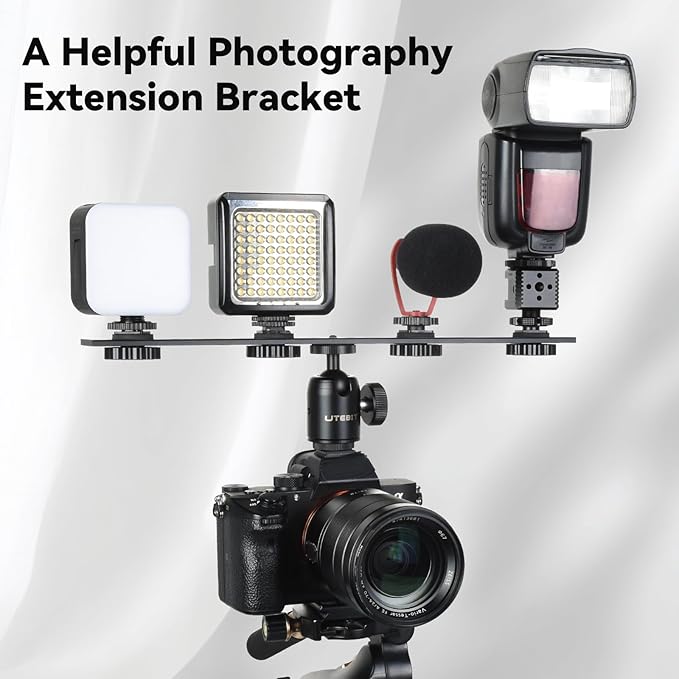 UTEBIT 13 inch Flash Bracket, Long Dual Camera Mount Flash Bracket Extension Bar - Image 7