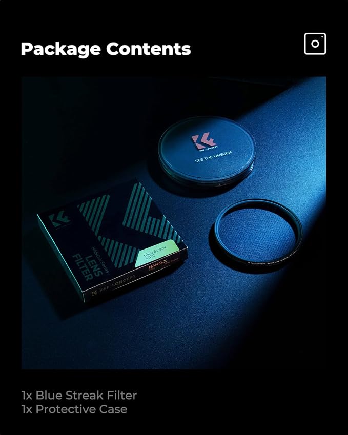 K&F CONCEPT 52mm Blue Streak Effect Lens Filter Anamorphic Optical Glass Light - Image 7