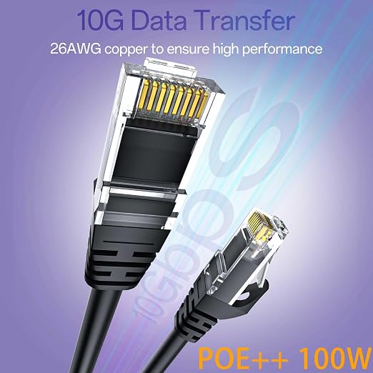 Cat 6 Ethernet Cable 100FT Outdoor&Indoor, Cat6 Ethernet Patch Cable 10Gbps - Image 2