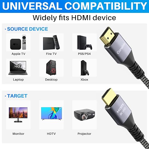 Certified HDMI® Cable, Real 8K Cable /5M, Ultra HD Braided Cord, Supports - Image 6