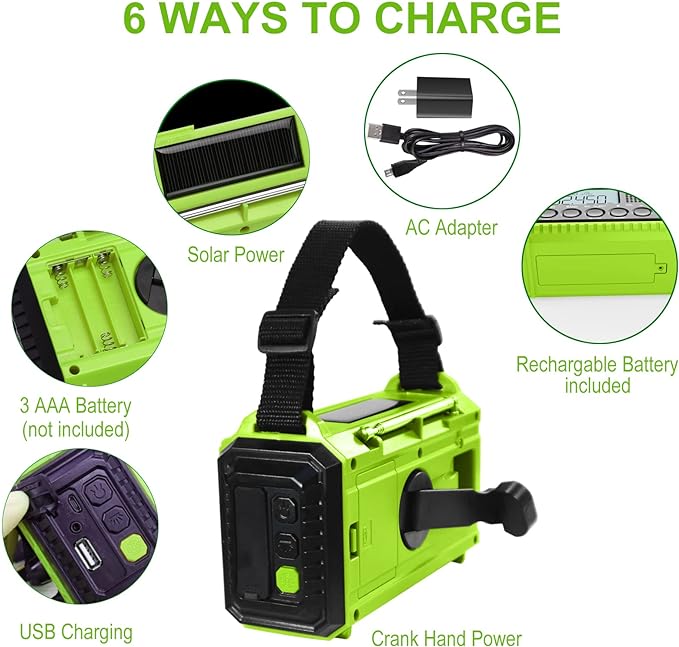 Raynic Emergency Weather Radio, 5000mAh/18500mWh Weather Radio, Portable Solar - Image 4