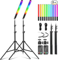 2 Pack RGB LED Video Light Wand Stick, Photography Studio Lighting Kits by uyled