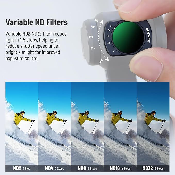 NEEWER HD Variable ND + CPL + Black Diffusion 1/4 Filter Set - Image 3