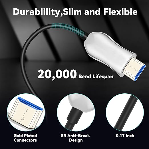 8K Fiber Optic HDMI 2.1 Cable 50ft, Long Active HDMI Cable, High Speed Fiber - Image 8