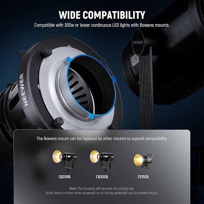 NEEWER Spotlight Snoot with 20° Projection Lens, Adjustable Focus, 16 Metal - Image 8