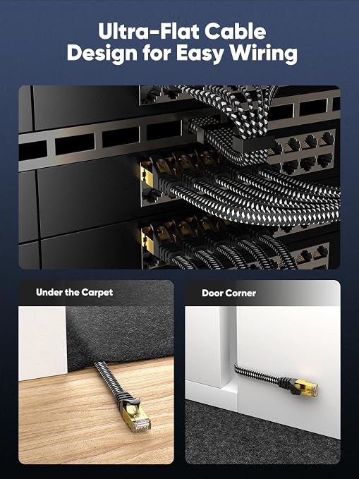 Cat 8 Ethernet Cable 40 FT Flat, High Speed 40Gbps 2000Mhz Braided Internet - Image 5