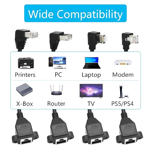 90 Degree Cat6 Ethernet Extension Cable 1FT, Left Angle RJ45 Male to Female - Image 6