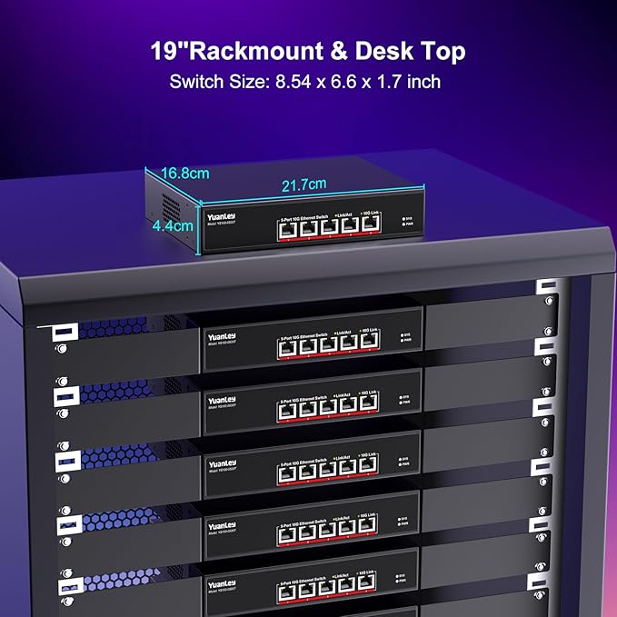 YuanLey 5 Port 10G Ethernet Switch, 5 x 10Gbps RJ45 Ports, Support - Image 5