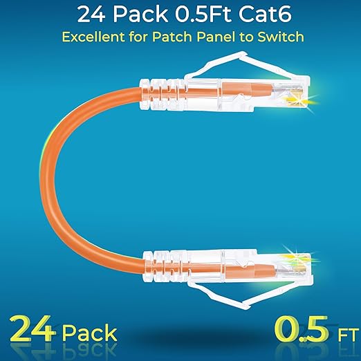 Rapink Patch Cables Cat6/ Cat6a 0.5ft Slim, Cat6a Ethernet Patch Cable 10G - Image 2