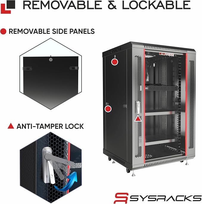 18U Wall Mount Server Rack Cabinet – 19" Network Rack Enclosure, PDU & Shelf - Image 6