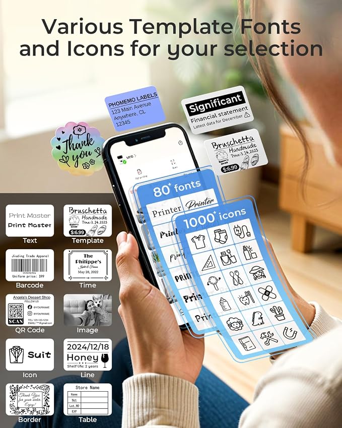 Phomemo Label Maker with 3 Roll Labels and Bag, Barcode Label Printer - Image 7