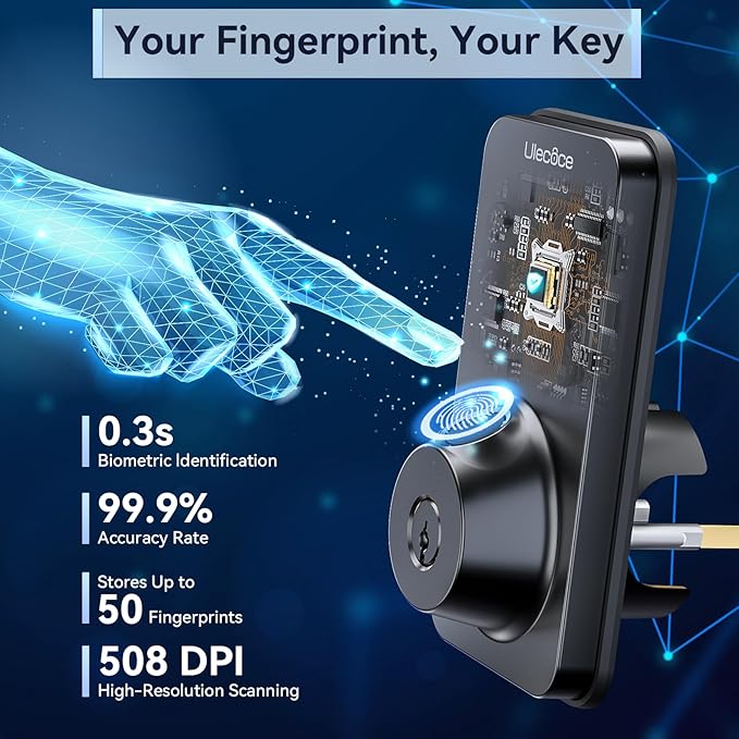 Ulecoce Fingerprint Keypad Deadbolt - Image 3