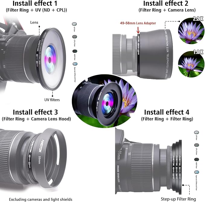 49mm Camera Lens to 55mm Step-Up Ring, Compatible - Image 6