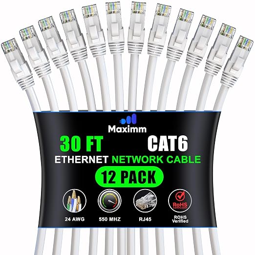 Maximm Cat 6 Ethernet Cable - 30 ft - High-Speed LAN by MaximmCable