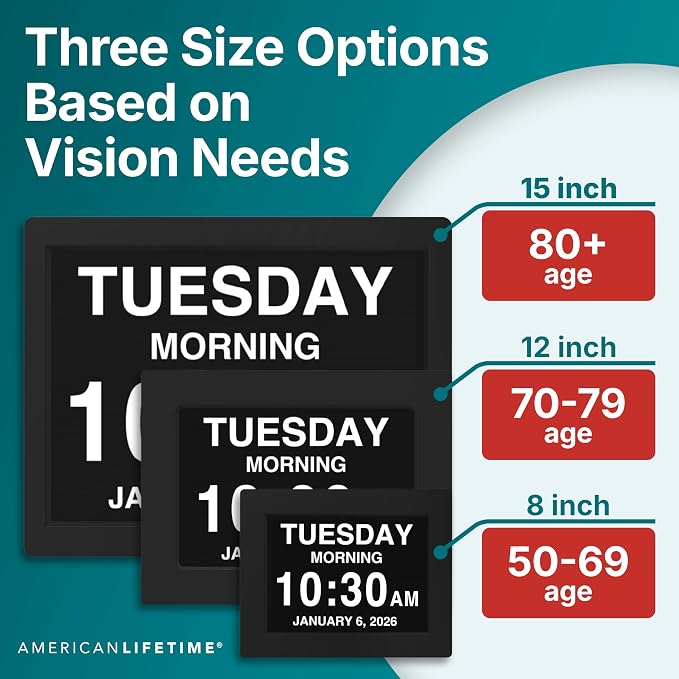 American Lifetime New 2026 Dementia Clock Large Digital Clock - Image 3