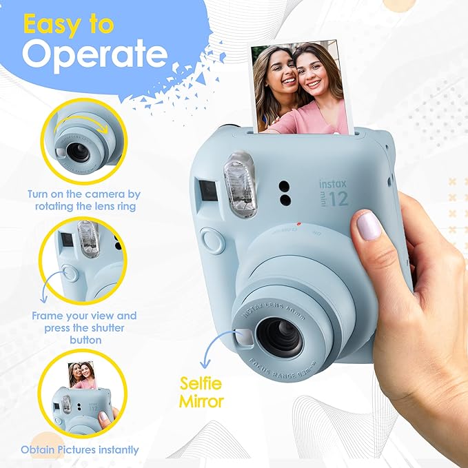Fujifilm Instax Mini 12 Instant Camera Clay White and Fuji Film Value Pack - Image 4
