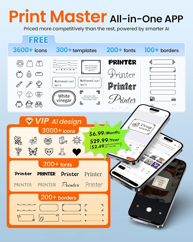 Ponek Label Maker Machine with 3 Tapes, M100 Bluetooth Label Printer, Versatile - Image 7
