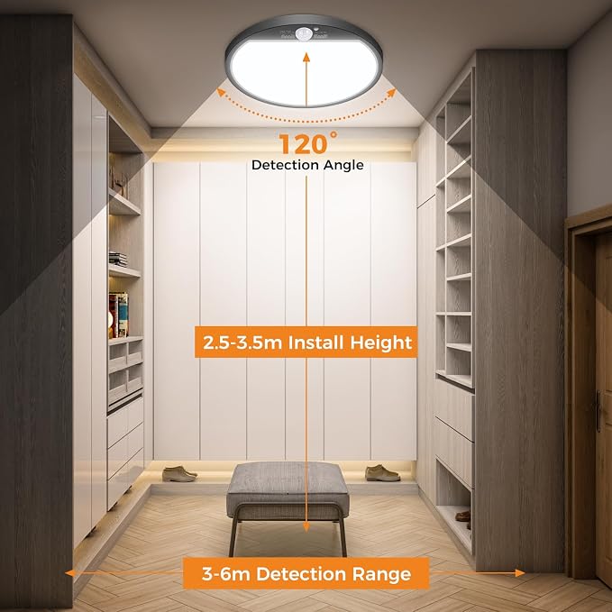 slochi 4Pack Motion Sensor Light Indoor Wired, 12 Inch 3000K/4000K/6500K Closet - Image 6