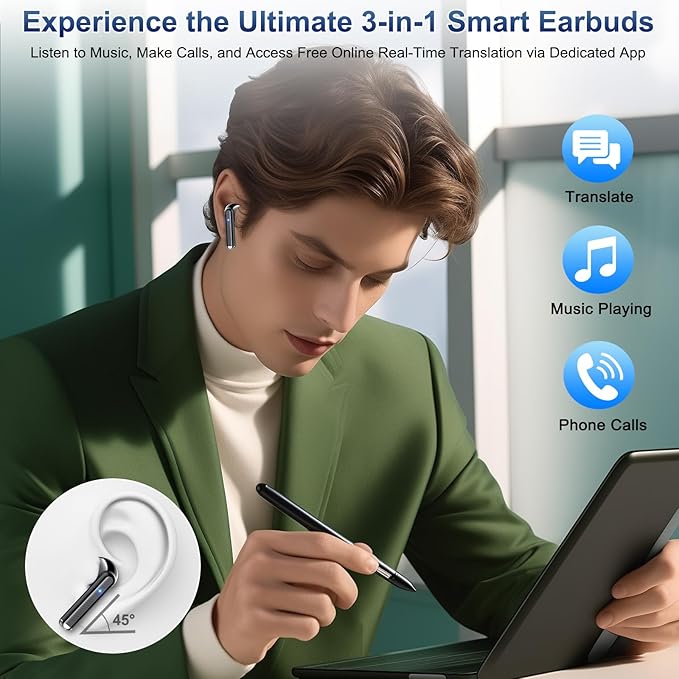 2026 AI Translation Earbuds Real Time, 165 Language Translator Earbuds 3-in-1 - Image 7