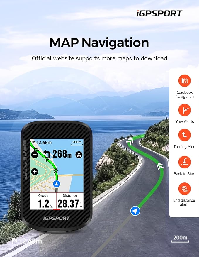 iGPSPORT BSC300T Wireless Bike Computer GPS, Touchscreen Offline MAP Navigation - Image 2