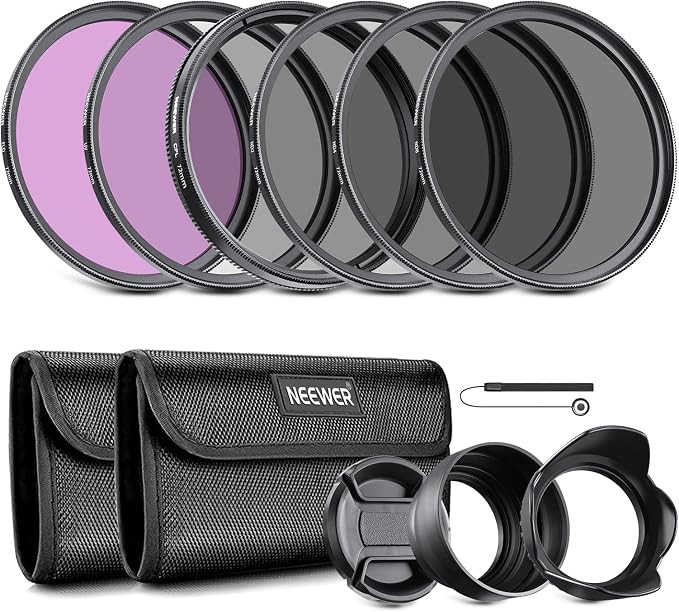 Neewer 72mm ND Lens Filter Kit: UV, Lens Hood and Lens Cap Compatible by Neewer