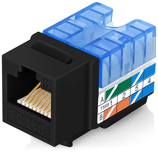 Everest 90° Angled RJ45 Cat5e Keystone Jacks 10-Pack in Black by EverestMediaSolutions
