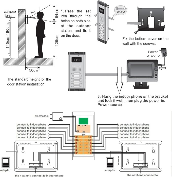 Apartment Video Intercom System, 4 Household Video Doorbell Kits, Wired 7 - Image 10
