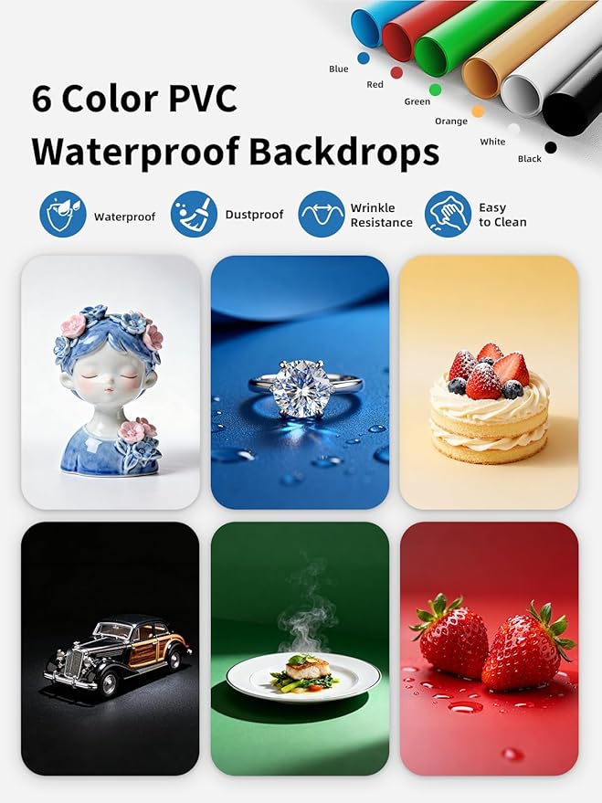 Glendan Light Box Photography, 6 Color PVC Backdrops, 4 Reflection Boards and 1 - Image 3