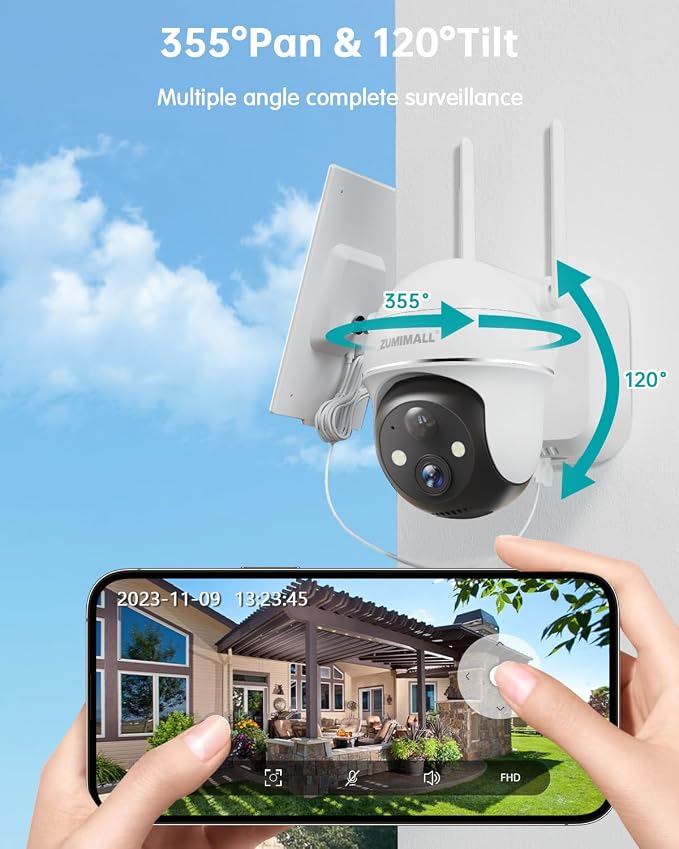 ZUMIMALL 2K Solar Security Cameras Wireless Outdoor 4-Pack, Solar Powered - Image 2