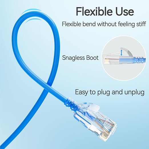 Cat6 Slim Patch Cables 1 Feet 48-Pack Blue, Cat6a Patch Cables 10Gbps 550MHz - Image 5