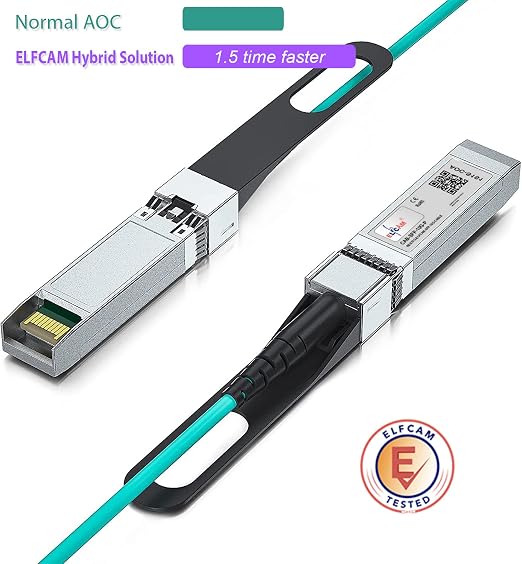 Elfcam® - 30m/98.42ft Fiber Optic Cable OM3 SFP+ to SFP+ AOC 10Gbps, Compatible - Image 3