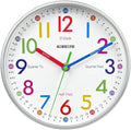AIRUIFU Wall Clock for Kids Learning Tell Time Easily Non-Ticking Battery by AIRUIFU