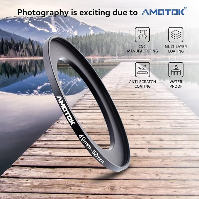 49mm Lens to 52mm Camera Lens Adapter, 49mm to 52mm Filter Step up Ring Adapter - Image 2