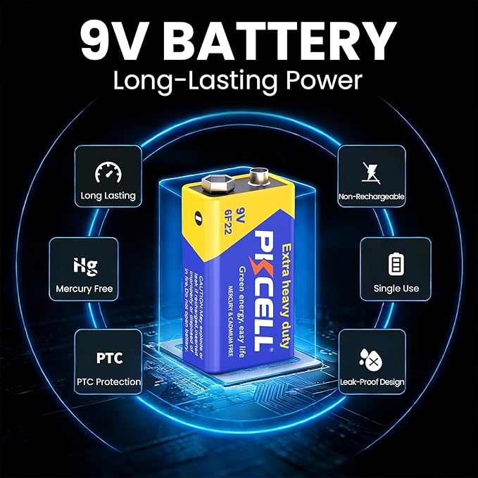 PKCELL 9V Batteries, 24 Pack 9 Volt Batteries Carbon Zinc, 9V Battery - Image 2