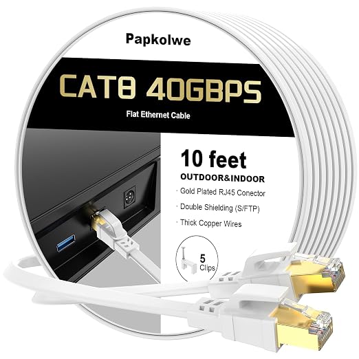 Cat 8 Ethernet Cable 10 ft, Heavy Duty High Speed Cat8 LAN Network Cable by Unknown