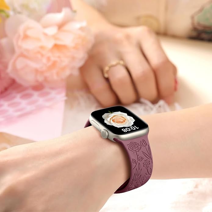 SNBLK 6 Pack Floral Engraved Bands Compatible - Image 6