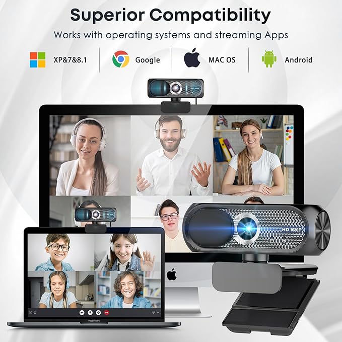 1080P HD Webcam with Microphone, Noise Cancellation, Privacy Cover, Wide-Angle - Image 6