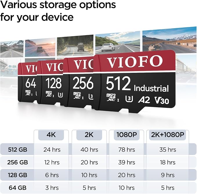 VIOFO 512GB Industrial Grade microSD Card, U3 A2 V30 High Speed Memory Card - Image 4