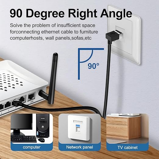 Flexible Cat 6 Ethernet Cable 270 °Upward Angle 3.3 Feet, Ultra Thin & Slim - Image 6