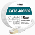 Jadaol Cat 8 Ethernet Cable 15 ft, 40Gbps 2000MHz Flat RJ45 S/FTP LAN Patch by Jadaol