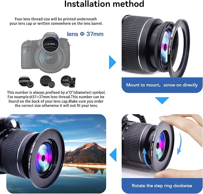 37mm Lens to 58mm Camera Lens Adapter, 37mm to 58mm Filter Step up Ring Adapter - Image 5
