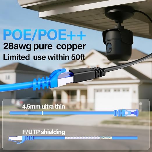 Cat6A Ethernet Cable Shielded 10Gbps 7 ft, Slim Shielded Ethernet Cable Cat 6 - Image 6