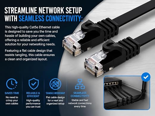 BRENDAZ Cat5e Ethernet Cable, 10ft. Snagless Cat 5e Stranded Cord - Image 3
